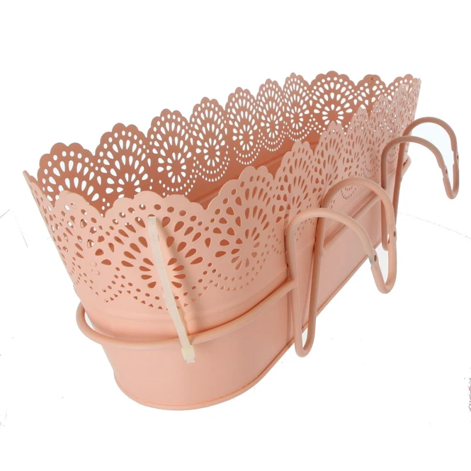 Hängepflanztopf Mit Spitze - Aprikot - Aus Metall - Ca. 50 X 15 X 18 Cm