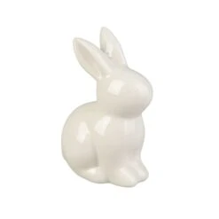 Hase Sitzend - Weià GlÀnzend - Aus Keramik - Ca. 6,5 X 4,5 X 9 Cm