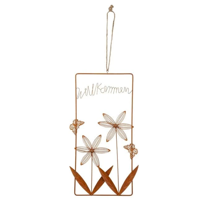 DekohÀnger - Willkommen - Rostoptik - Aus Metall - Ca. 22 X 1,5 X 38,5 Cm