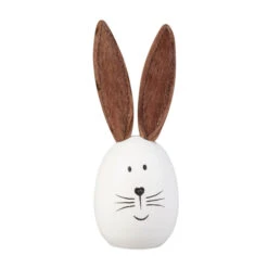 Deko Hase In Eiform - Aus Holz Und Kunstleder - Ca. 6 X 6 X 16 Cm