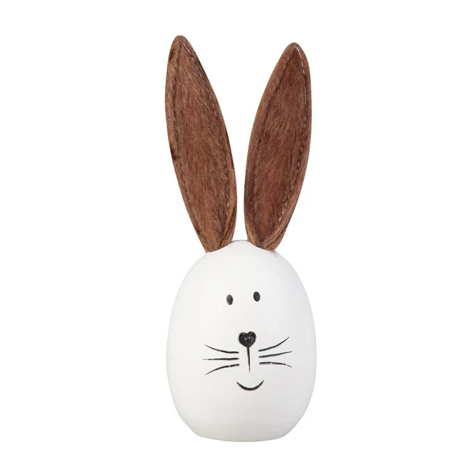Deko Hase In Eiform - Aus Holz Und Kunstleder - Ca. 6 X 6 X 16 Cm