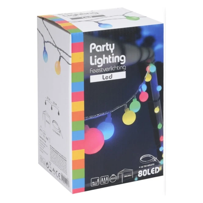 80er LED-Kugellichterkette - Ca. 19 M - Bunt â Bild 2