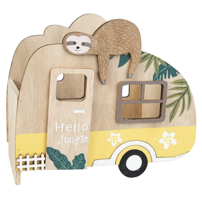 Dekokörbchen - Wohnwagen - Aus Holz - Ca. 16 X 9,5 X 18 Cm â Bild 3