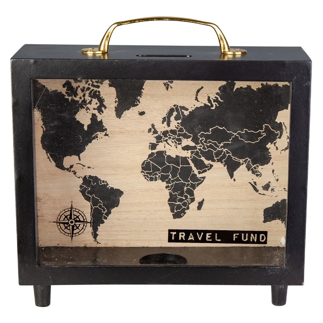 Spardose - Koffer - Aus Holz - Ca. 20 X 7 X 21 Cm