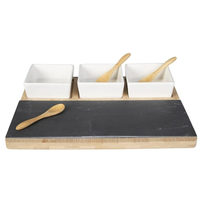 Servierteller - Aus Bambus - Ca. 28 X 22 X 4 Cm - Inkl. Schälchen Und Löffel – Bild 2