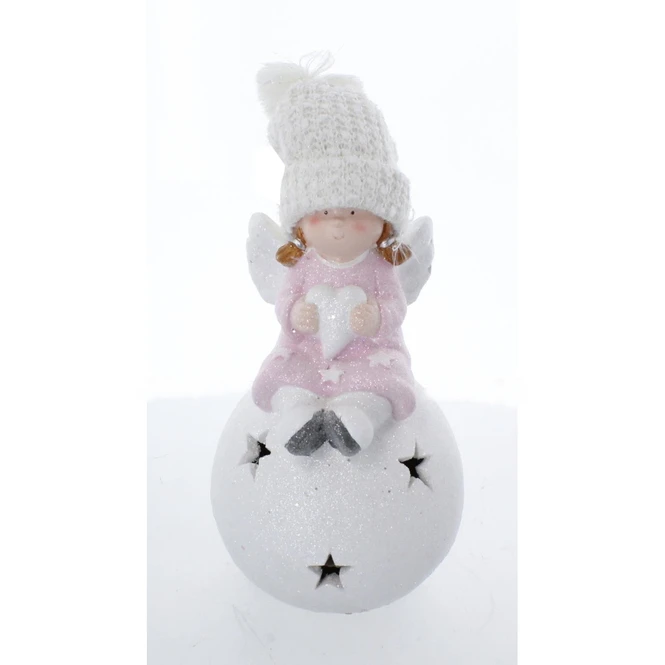 Engel Auf Schneeball Mit LED - Ca. 19 X 19 X 36 Cm