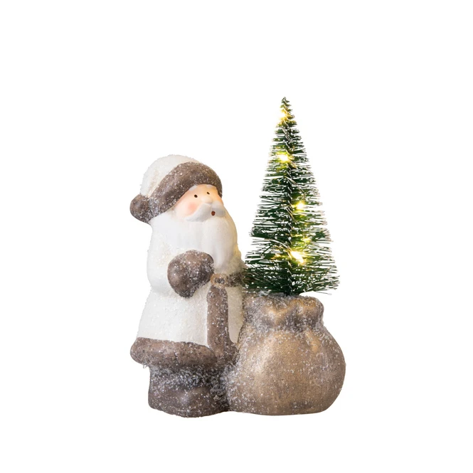 Nikolaus Mit LED-Baum - Aus Keramik - Ca. 11 X 6,5 X 13 Cm - 1 StĂŒck