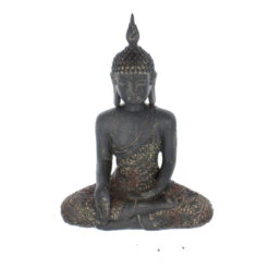 Buddha Sitzend Anthrazit - Ca. 18,5 X 9,5 X 25,5 Cm