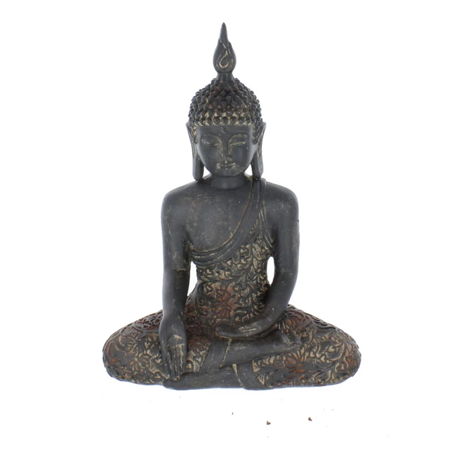 Buddha Sitzend Anthrazit - Ca. 18,5 X 9,5 X 25,5 Cm
