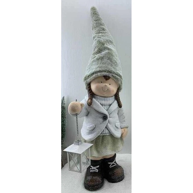 MĂ€dchen Stehend Mit Laterne - Ca. 24 X 14 X 72 Cm