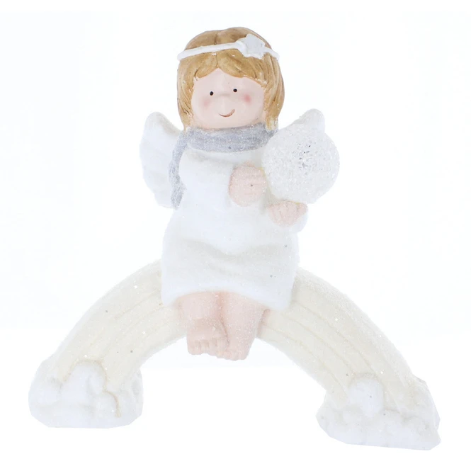 Engel Auf Regenbogen Sitzend Mit LED - Ca. 35 X 12,5 X 31,5 Cm