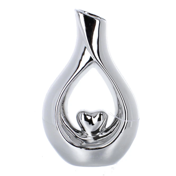 Vase Tropfensilhouette Silber - Ca. 16 X 6 X 25 Cm