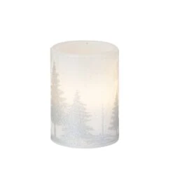 LED Kerze - Bäume Weiß/silber - Ca. 7,5 X 10 Cm