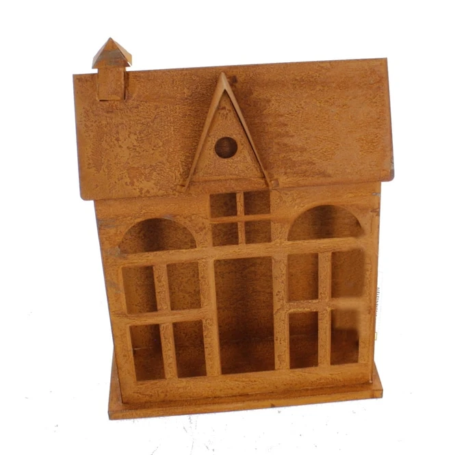 Laterne - Haus - Rostoptik - Ca. 25 X 12,5 X 35 Cm