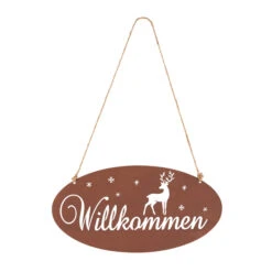 Dekohänger - Willkommen - Rostoptik - Aus Metall - Ca. 24,5 X 32 Cm