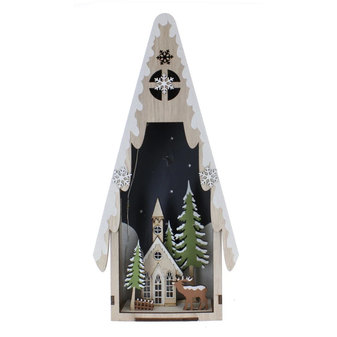 Haus Mit Winterdorf Und LED - Ca. 19 X 8,5 X 41cm