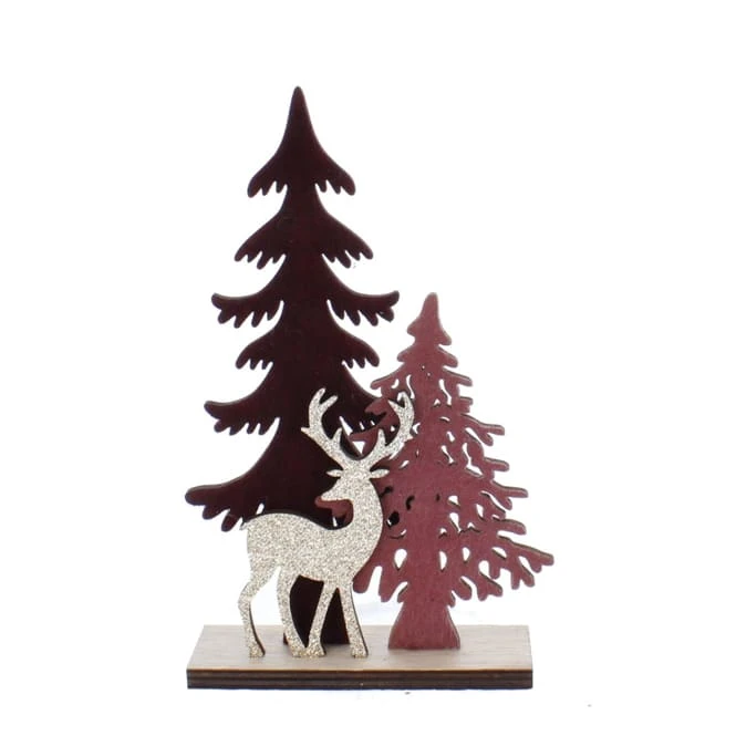 Standdeko - Hirsch Und BĂ€ume - Ca. 14 X 4 X 22cm