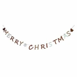 Girlande - Merry Christmas - Aus Holz - 12 X 185 Cm