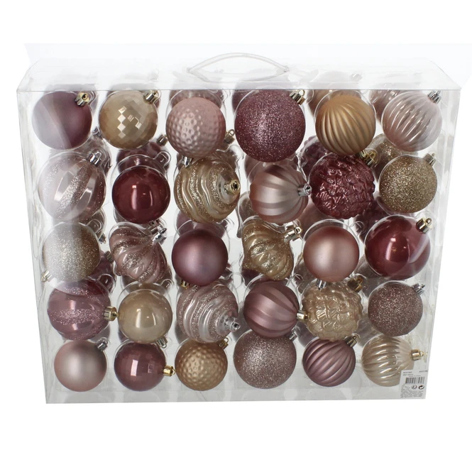 Christbaumkugeln Rose-Gold-Mix - Bruchfest - 7 Cm - 60 Stück