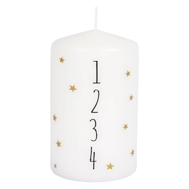 Stumpenkerzen - Advent - Ca. 7 X 10 Cm - Weiß