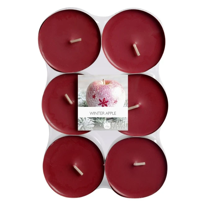 Maxi-Teelichter - Ø = Ca. 5,5 Cm - 6 Stück - Winterapfel
