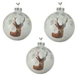 Christbaumkugeln - Hirsch - Ø = Ca. 8 Cm - 3 Stück - 1 Set