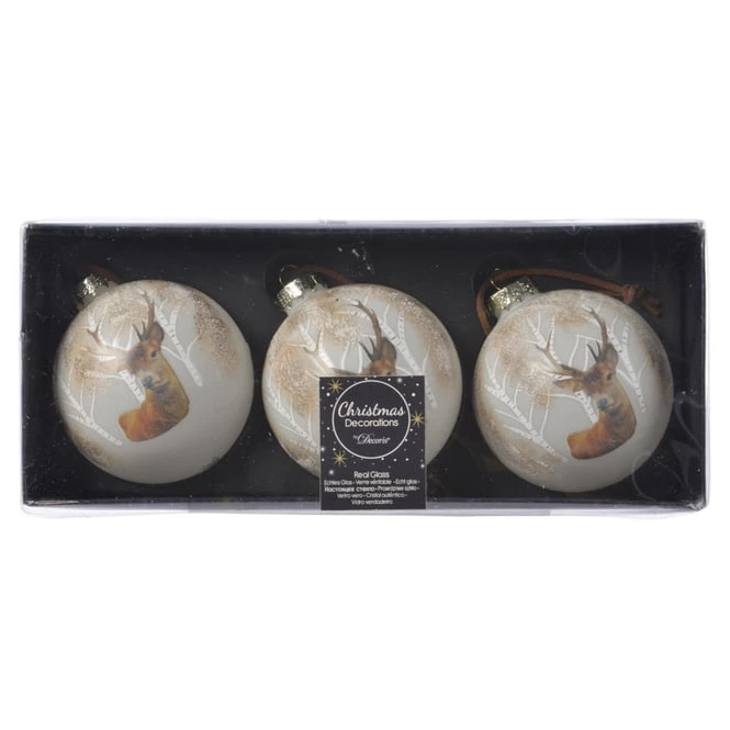 Christbaumkugeln - Hirsch - Ø = Ca. 8 Cm - 3 Stück - 1 Set – Bild 5