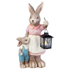 Hasenmama Mit Kind - Aus Keramik - Ca. 21 X 17,5 X 44 Cm