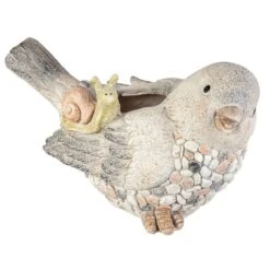 Pflanztopf - Vogel Mit Schnecke - Aus Magnesia - Ca. 35 X 20 X 22,5 Cm