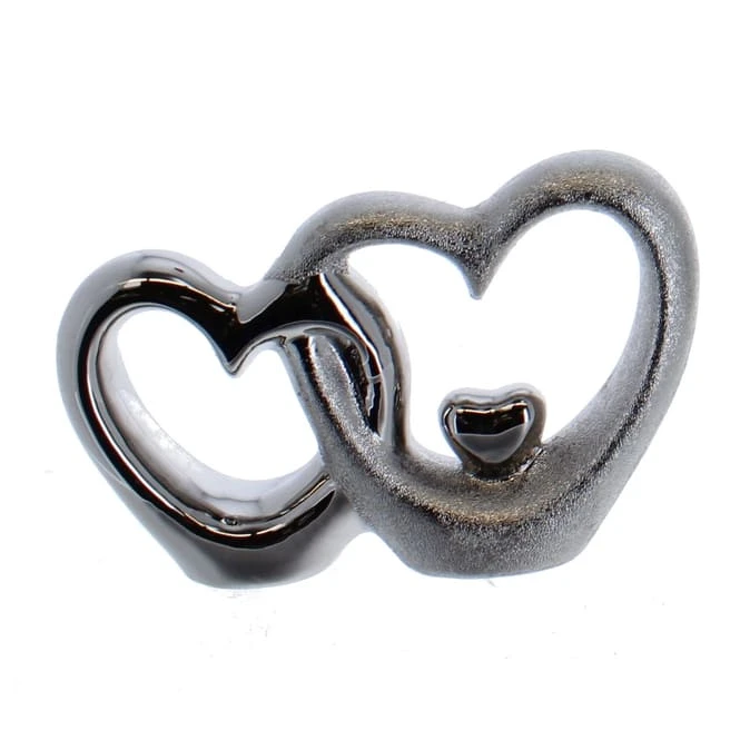 Herzsilhouetten Silber - Aus Keramik - Ca. 19,5 X 3,5 X 13 Cm