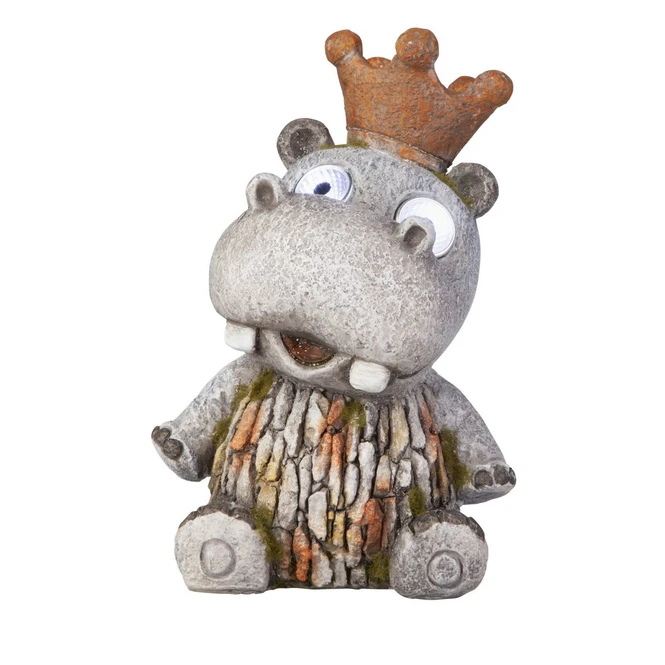 Nilpferd Mit Krone - Mit Solar LED - Aus Polyresin - Ca. 14,5x13x22 Cm â Bild 2