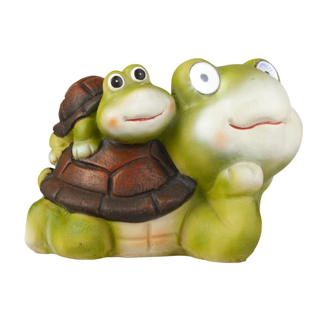 Schildkröte Mit Kind - Mit Solar LED - Aus Polyresin - Ca. 8 X 10,5 X 12,5 Cm – Bild 2
