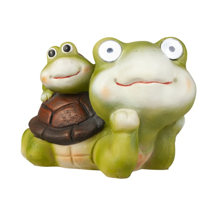 Schildkröte Mit Kind - Mit Solar LED - Aus Polyresin - Ca. 8 X 10,5 X 12,5 Cm