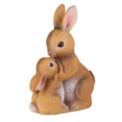 Hasenmama Mit Kind - Aus Polyresin - Ca. 8,5 X 5 X 11,5 Cm