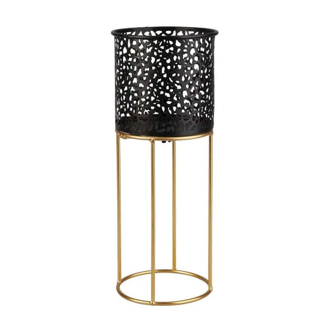 Pflanztopf Mit StÀnder - Schwarz/gold - Aus Metall - Ca. 13 X 33 Cm
