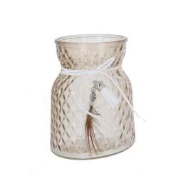 Vase Mit Quaste - Braun - Aus Glas - Ca. 10 X 13,5 Cm