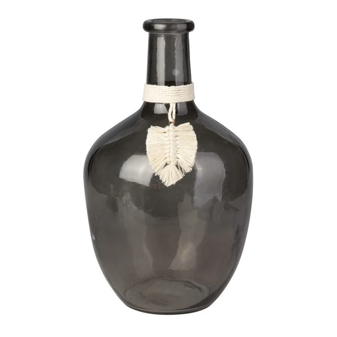 Glas-Vase Mit Makrameeblatt - Bauchig - Ca. 18 X 30,5 Cm