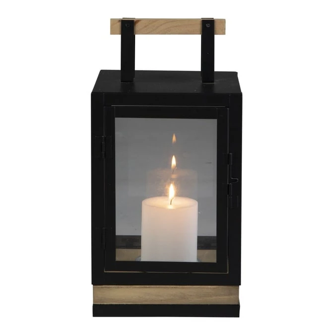 Laterne - Aus Holz Und Metall - Ca. 17,5 X 17 X 34 Cm