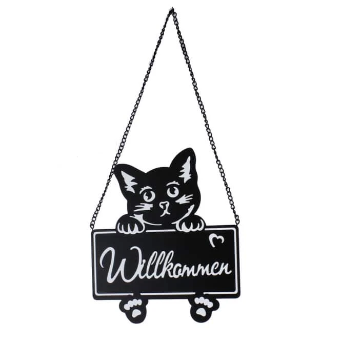 DekohÀnger-Schild - Katze - Willkommen - Aus Metall - Ca. 20 X 46 Cm