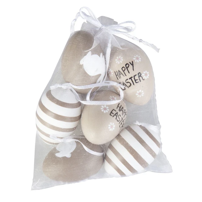 Dekohänger Ostereier - Happy Easter - Aus Kunststoff - Ca. 6 X 4 Cm - 6 Stück – Bild 3