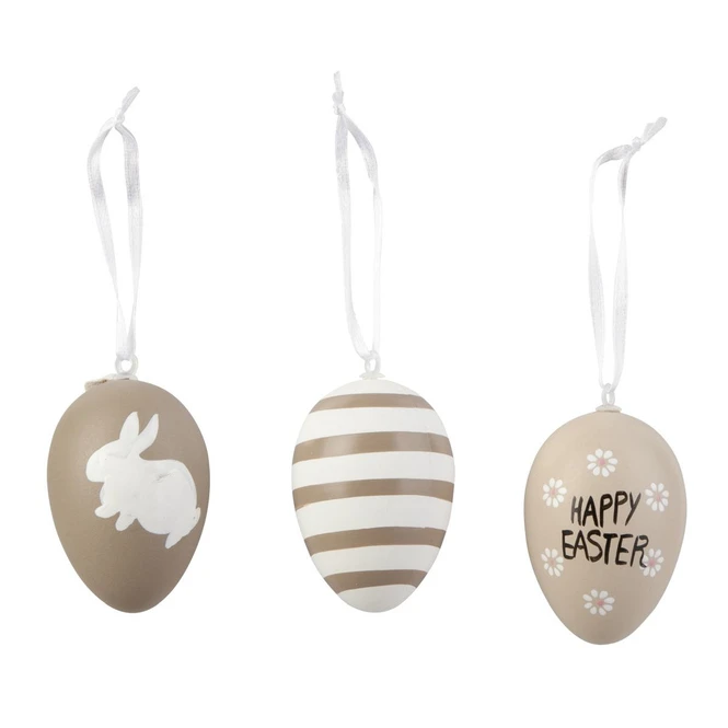 Dekohänger Ostereier - Happy Easter - Aus Kunststoff - Ca. 6 X 4 Cm - 6 Stück – Bild 2