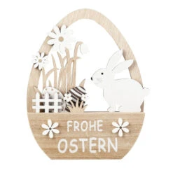 Standdeko - Frohe Ostern - Aus Holz - Ca. 20 X 2,5 X 15,5 Cm