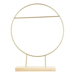 Dekoring Mit Standfuß - Gold - Aus Metall Und Holz - Ca. 21,5 X 5 X 27 Cm