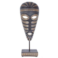 Standdeko - Afrikanische Maske - Aus Polyresin - Ca. 13 X 7,5 X 35,5 Cm