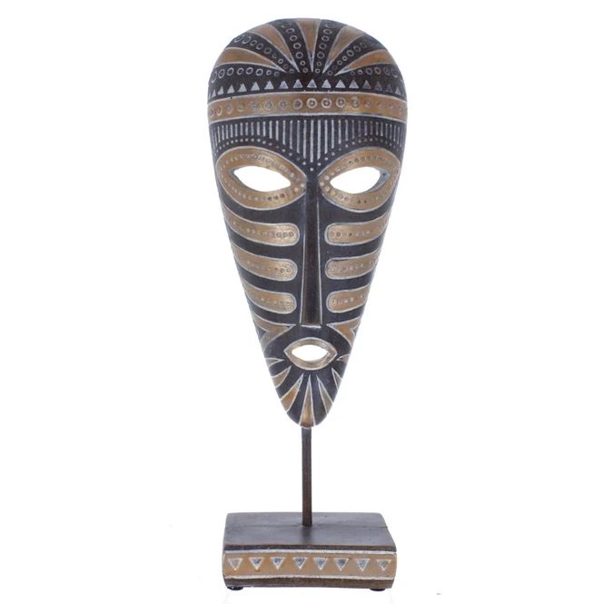 Standdeko - Afrikanische Maske - Aus Polyresin - Ca. 13 X 7,5 X 35,5 Cm