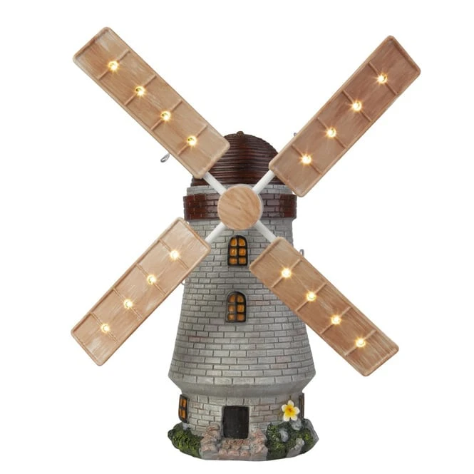 Windmühle Mit Solar LED - Aus Polyresin - Ca. 29 X 19 X 37 Cm