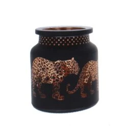 Windlicht - Leoparden - Aus Glas - Ca. 10 X 11,5 Cm