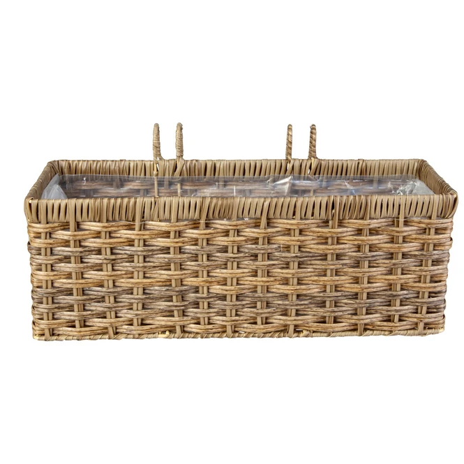 Hängepflanzkorb - Grau/braun - Aus Kunststoffrattan - Ca. 44 X 19 X 16 Cm – Bild 2
