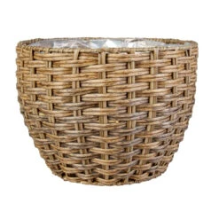 Pflanzkorb Rund - Grau/braun - Aus Kunststoffrattan - Ca. 19 X 14 Cm