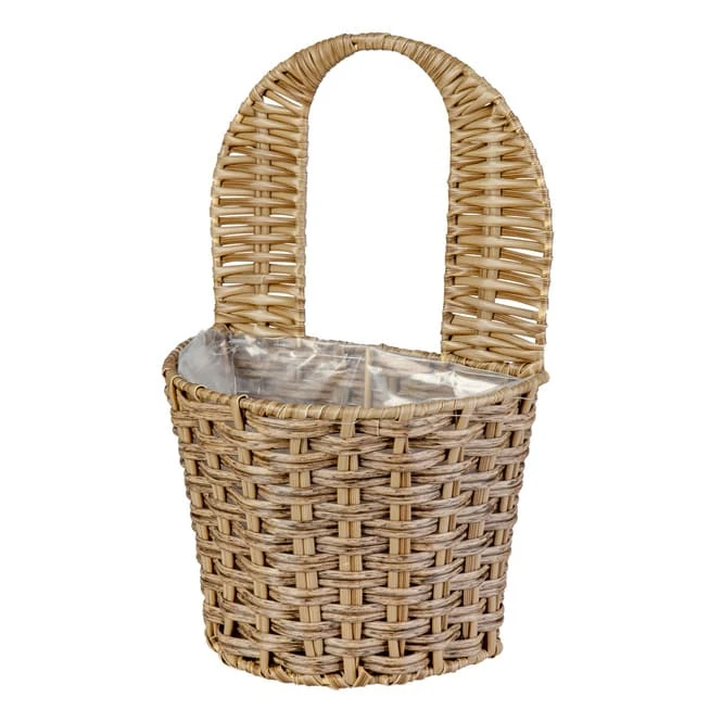 Hängepflanzkorb - Grau/braun - Aus Kunststoffrattan - Ca. 22 X 14 X 14/29 Cm – Bild 2